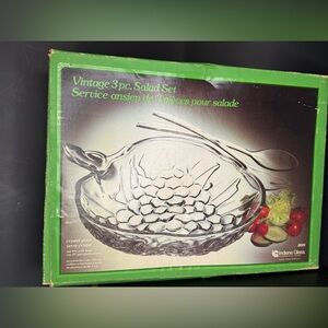 Vintage Indiana Glass 3pc Salad Set